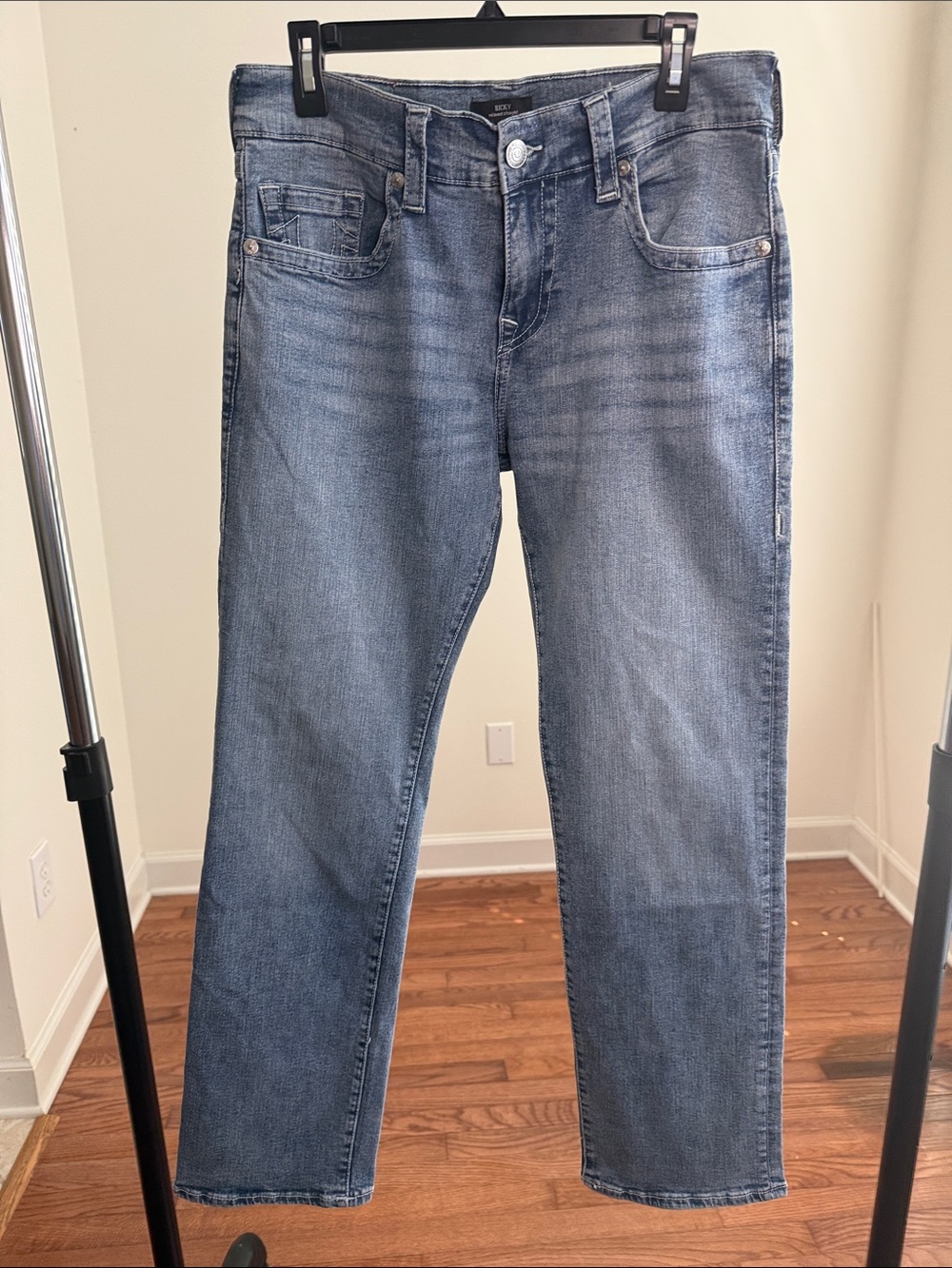 True Religion Light Blue Denim Jeans Ricky Straight Leg Sz 32